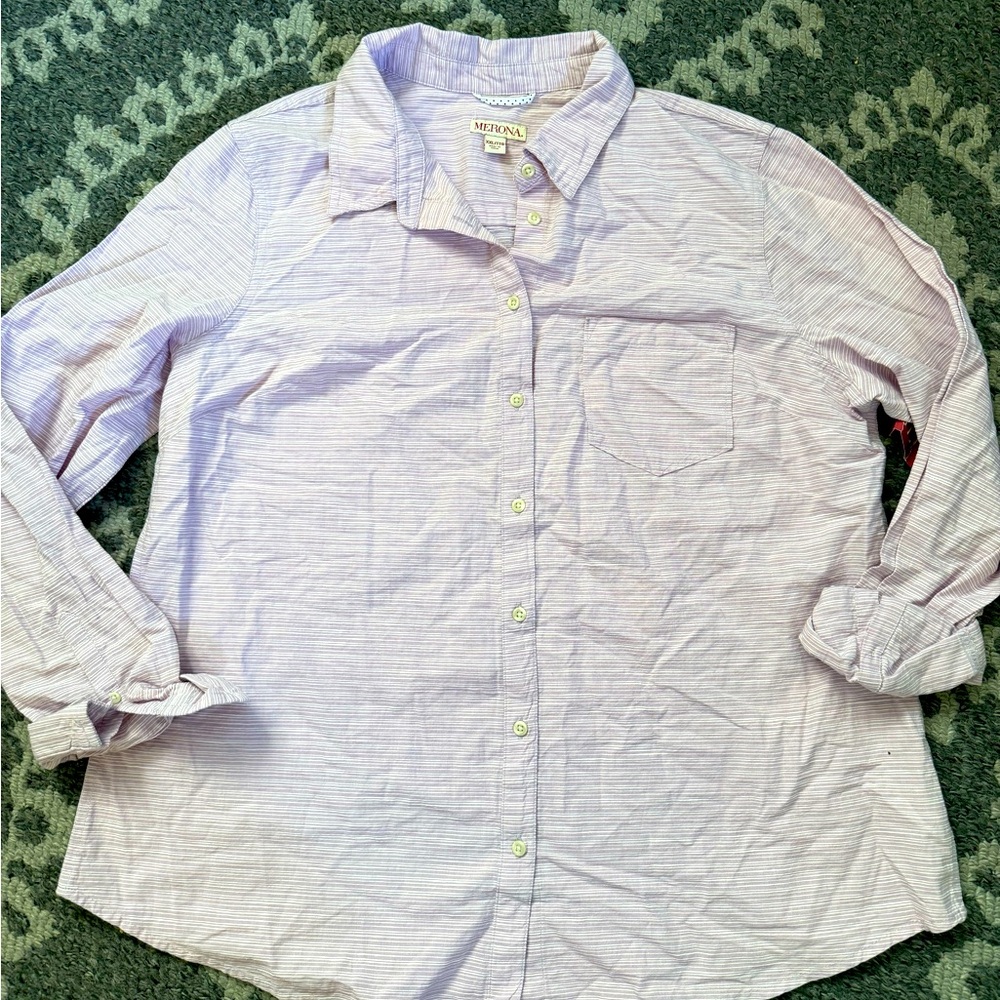 Merona striped button front blouse top plus XXL